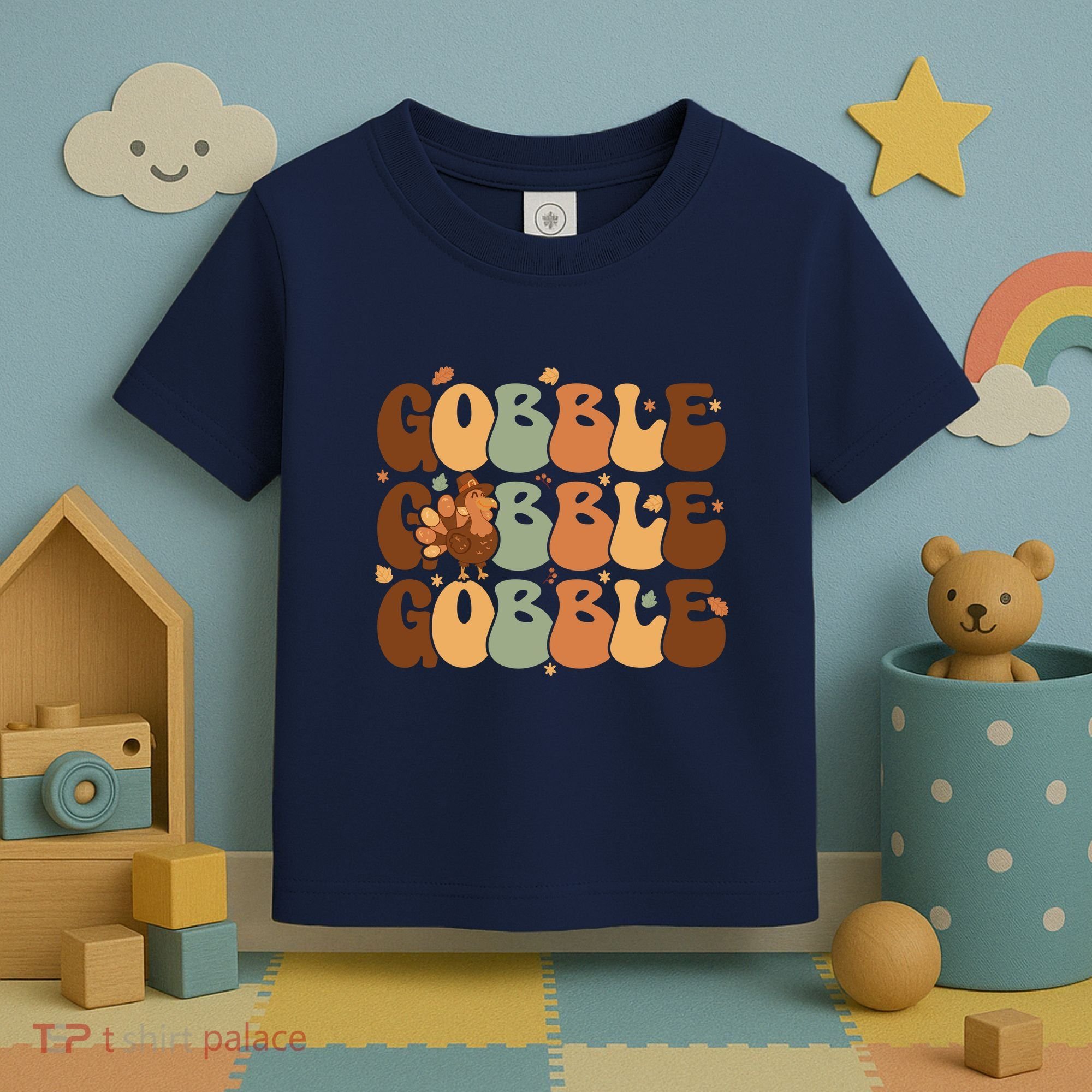 Cute Gobble Turkey Thanksgiving Toddler T-Shirt
