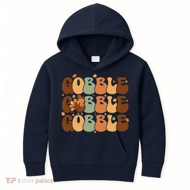 Cute Gobble Turkey Thanksgiving Kids Hoodie