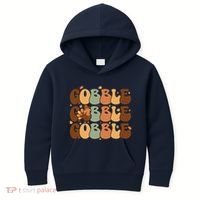 Cute Gobble Turkey Thanksgiving Kids Hoodie thumb 0