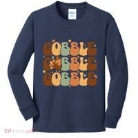 Cute Gobble Turkey Thanksgiving Kids Long Sleeve Shirt thumb 0