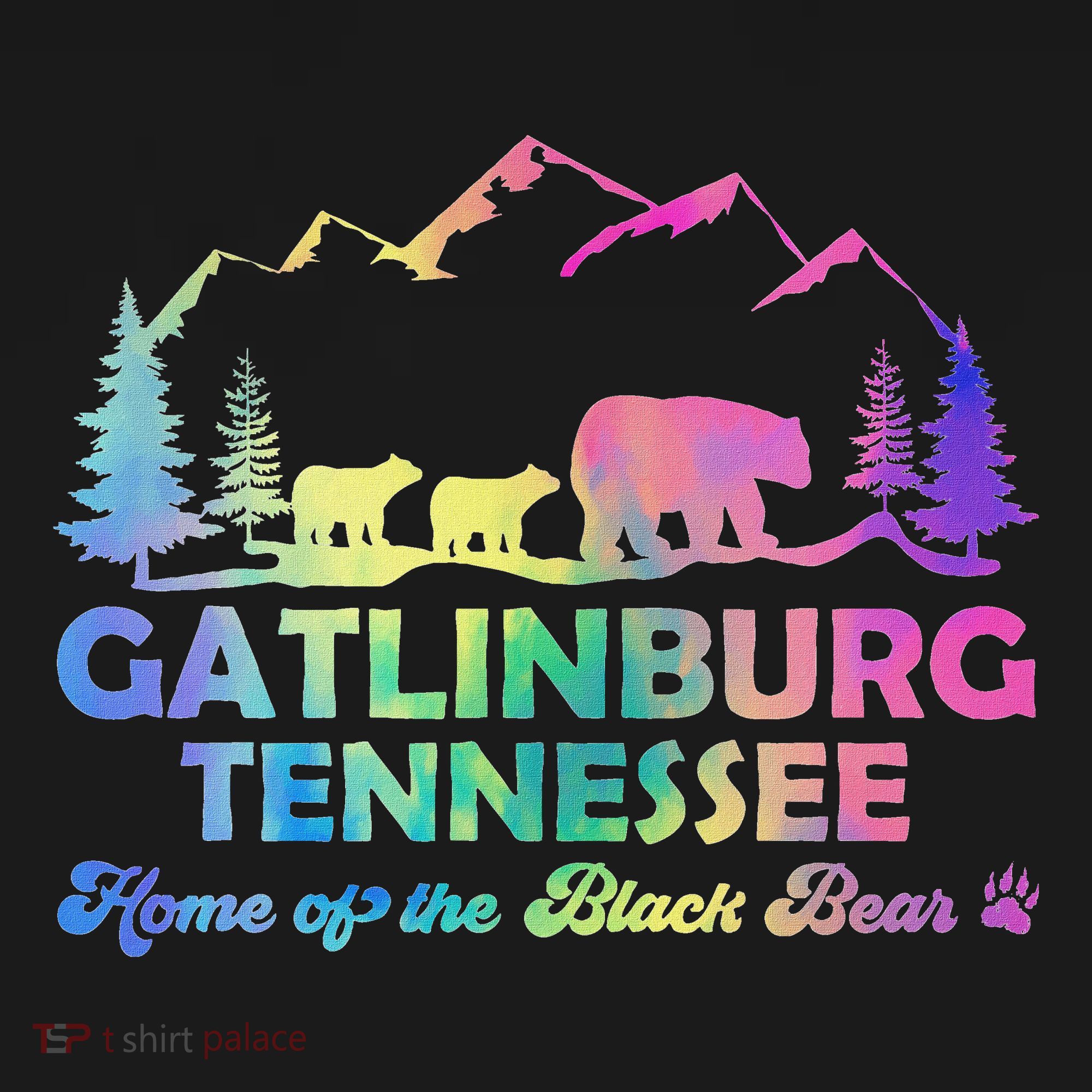 Cute Gatlinburg Tennessee Bear Great Smoky Mountains Tie Dye Women's Hoodie