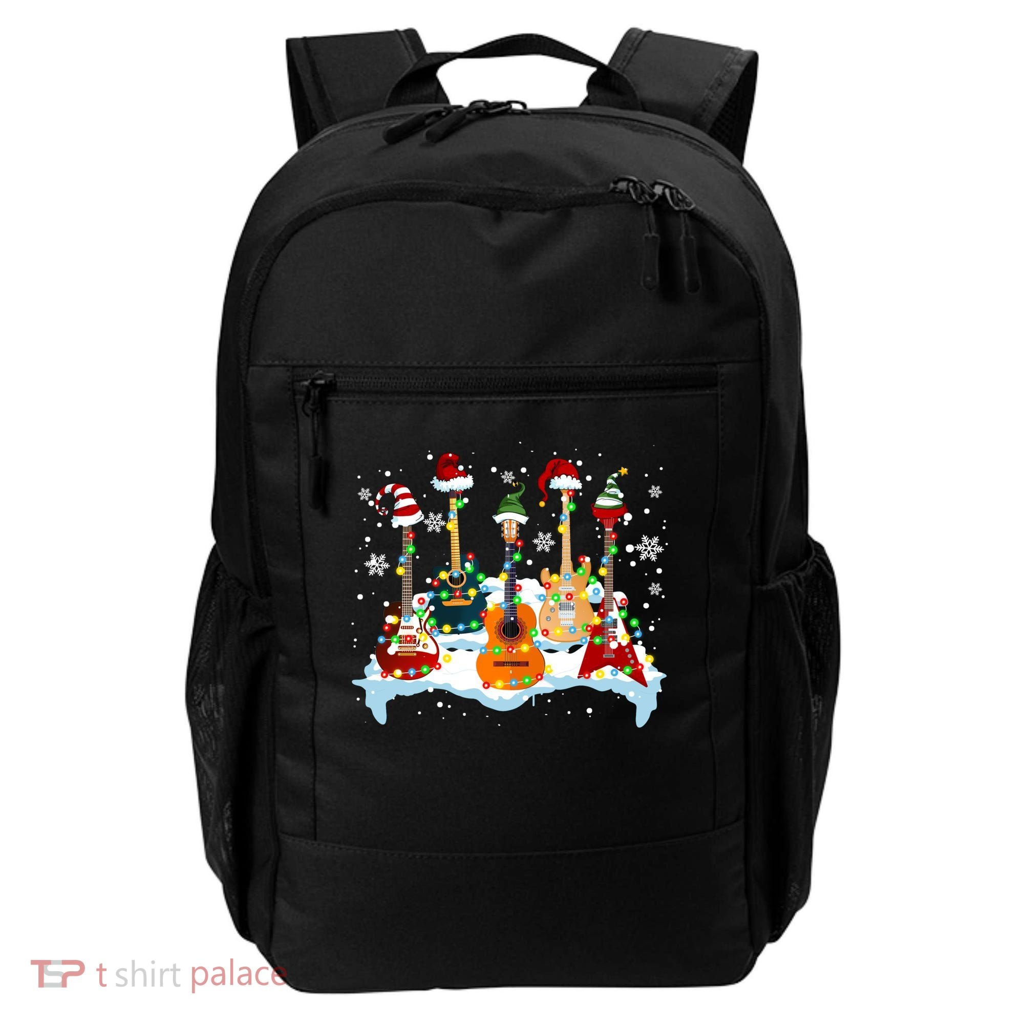 Christmas Guitar Tree Xmas Lights Santa Guitar Instruts Gift Backpack