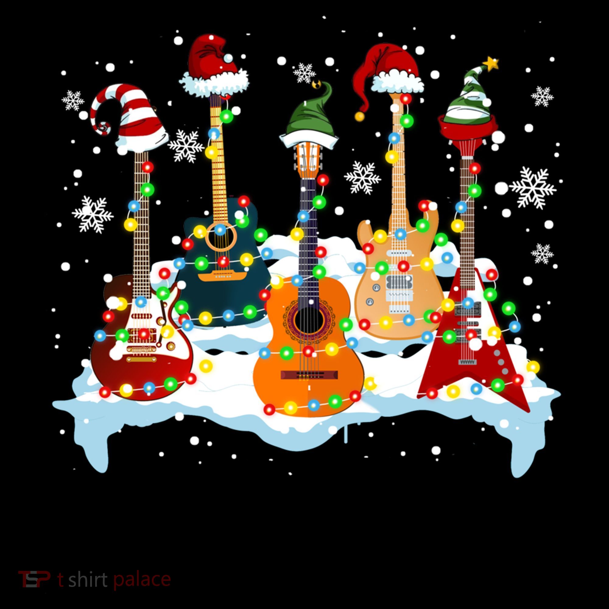 Christmas Guitar Tree Xmas Lights Santa Guitar Instruts Gift Coffee Mug