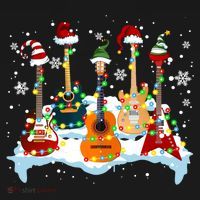 Christmas Guitar Tree Xmas Lights Santa Guitar Instruts Gift Women's Hoodie thumb 2