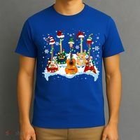 Christmas Guitar Tree Xmas Lights Santa Guitar Instruts Gift T-Shirt thumb 3