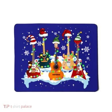 Christmas Guitar Tree Xmas Lights Santa Guitar Instruts Gift Mousepad