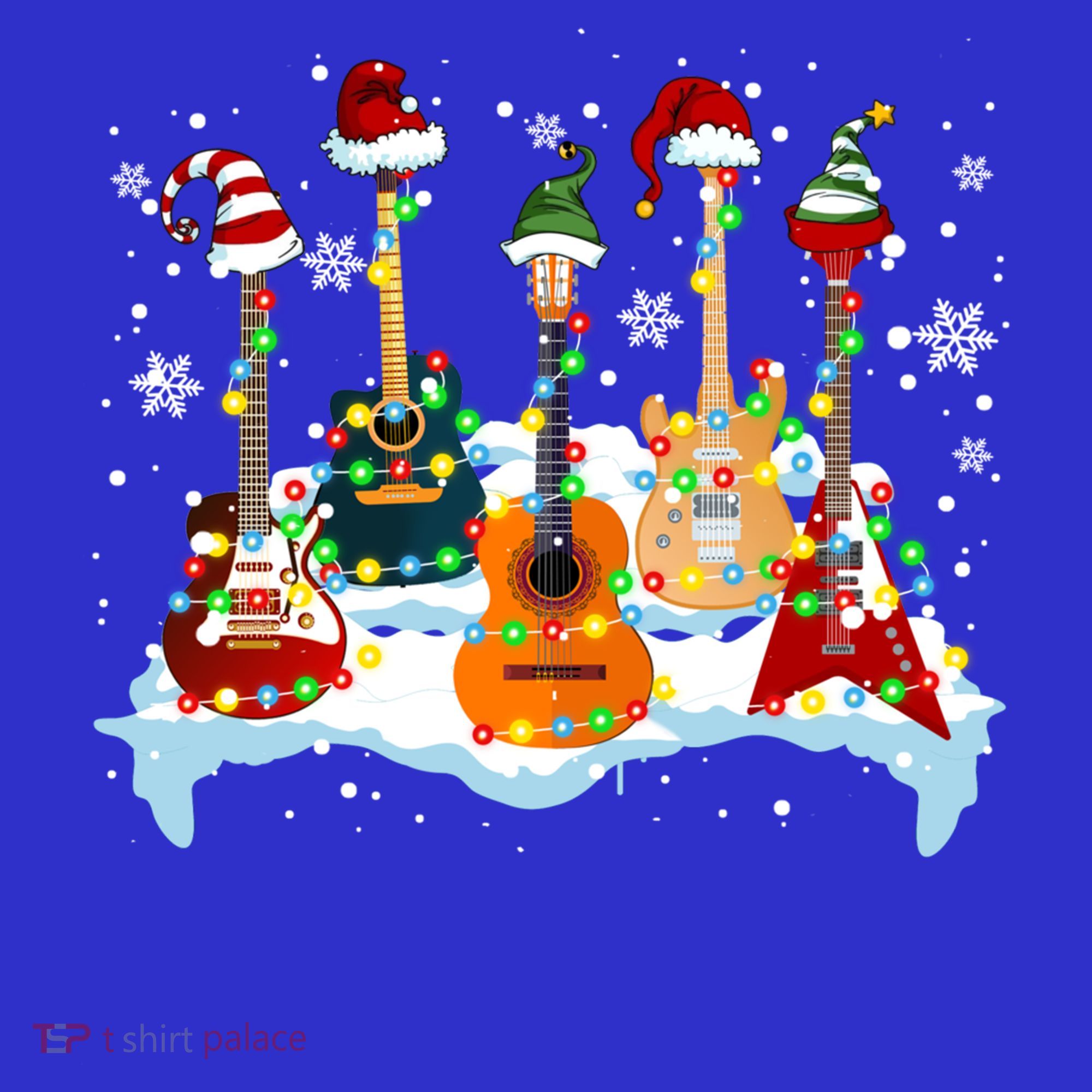 Christmas Guitar Tree Xmas Lights Santa Guitar Instruts Gift Women's Tank Top