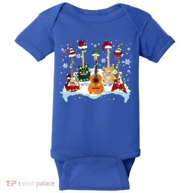 Christmas Guitar Tree Xmas Lights Santa Guitar Instruts Gift Baby Bodysuit
