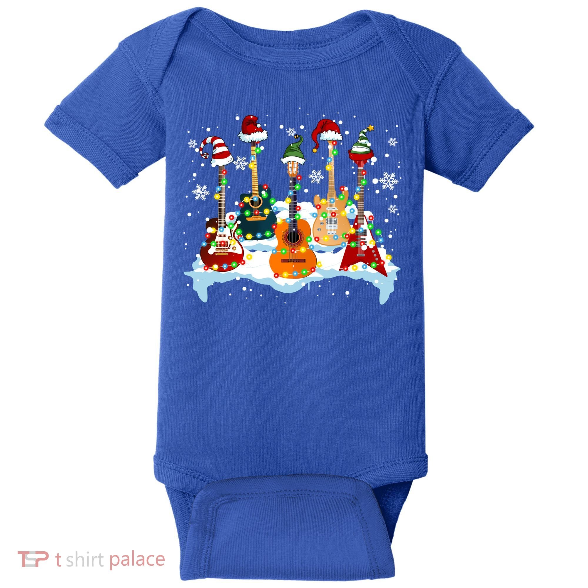 Christmas Guitar Tree Xmas Lights Santa Guitar Instruts Gift Baby Bodysuit