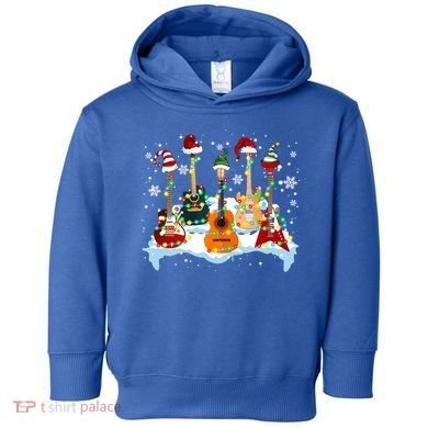Christmas Guitar Tree Xmas Lights Santa Guitar Instruts Gift Toddler Hoodie
