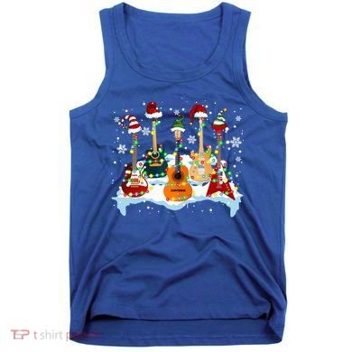 Christmas Guitar Tree Xmas Lights Santa Guitar Instruts Gift Tank Top