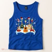 Christmas Guitar Tree Xmas Lights Santa Guitar Instruts Gift Tank Top thumb 2