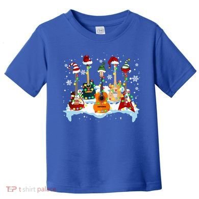 Christmas Guitar Tree Xmas Lights Santa Guitar Instruts Gift Toddler T-Shirt