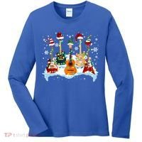 Christmas Guitar Tree Xmas Lights Santa Guitar Instruts Gift Women's Long Sleeve Shirt thumb 0