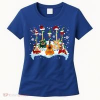Christmas Guitar Tree Xmas Lights Santa Guitar Instruts Gift Women's T-Shirt thumb 0