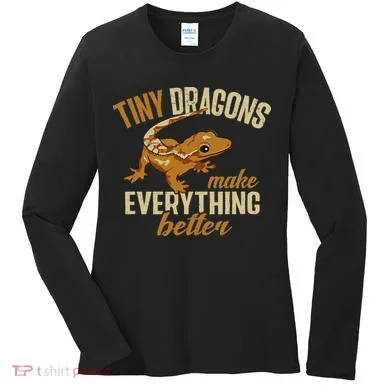 Crested Gecko Tiny Dragons Make Everything Better Women's Long Sleeve Shirt