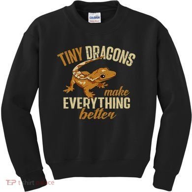 Crested Gecko Tiny Dragons Make Everything Better Kids Sweatshirt