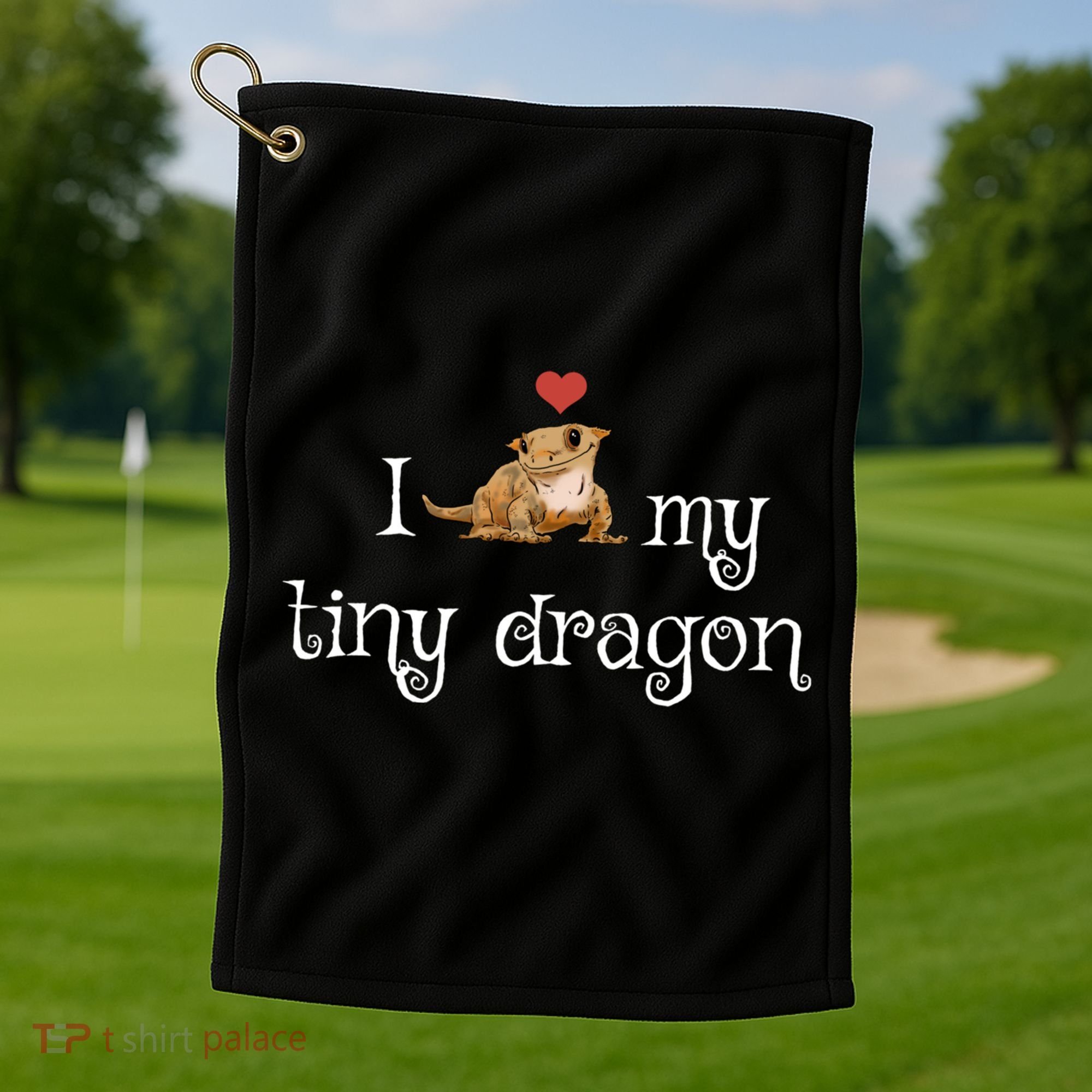 Crested Gecko Tiny Dragon Gecko Lover Cute Crestie Lizard Gift Golf Towel