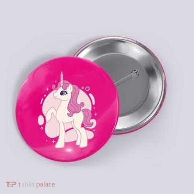Cute Girly Unicorn Button