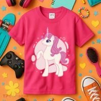 Cute Girly Unicorn Kids T-Shirt thumb 3