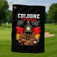Cologne Germany Vacation Travel Souvenir German Flag Golf Towel thumb 1