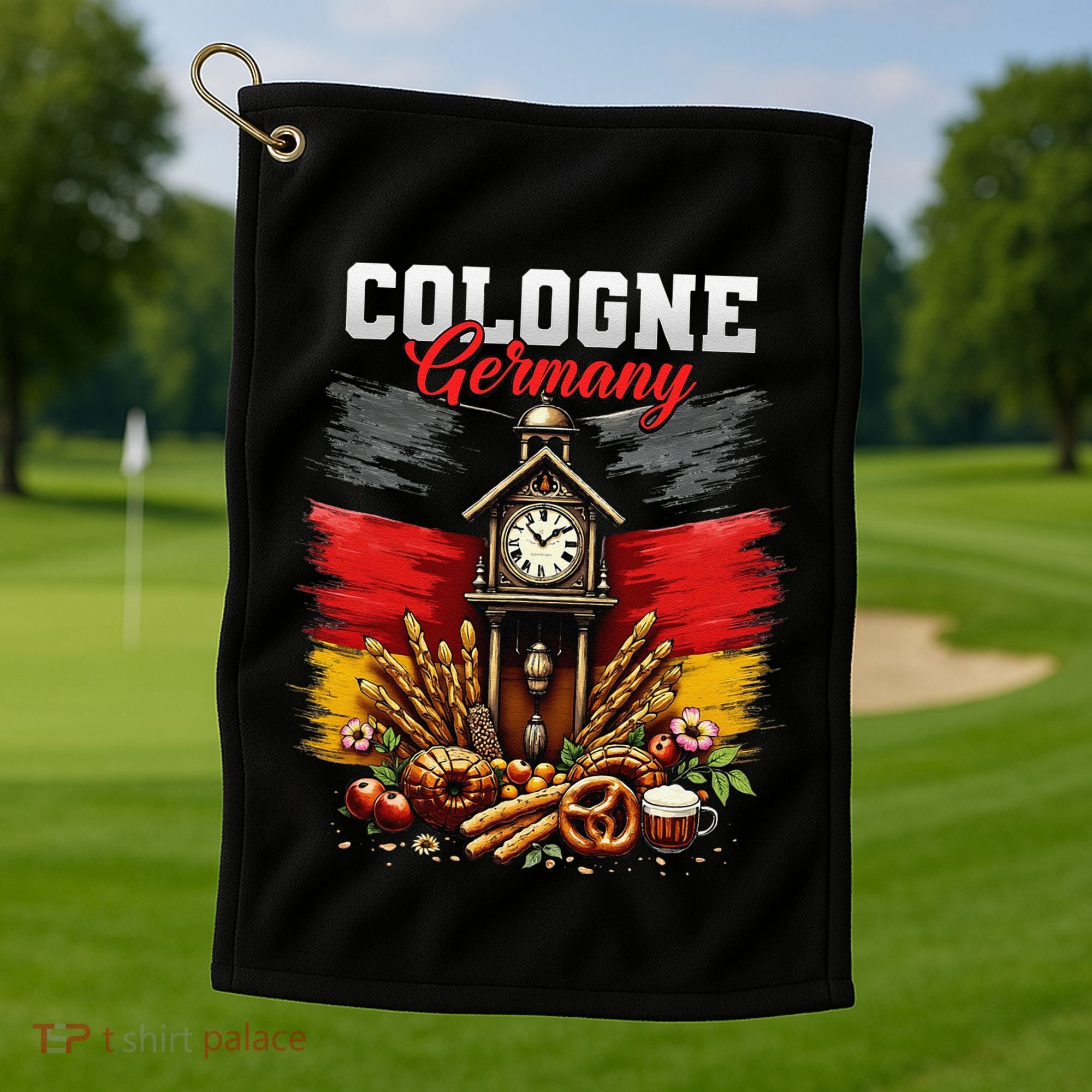 Cologne Germany Vacation Travel Souvenir German Flag Golf Towel