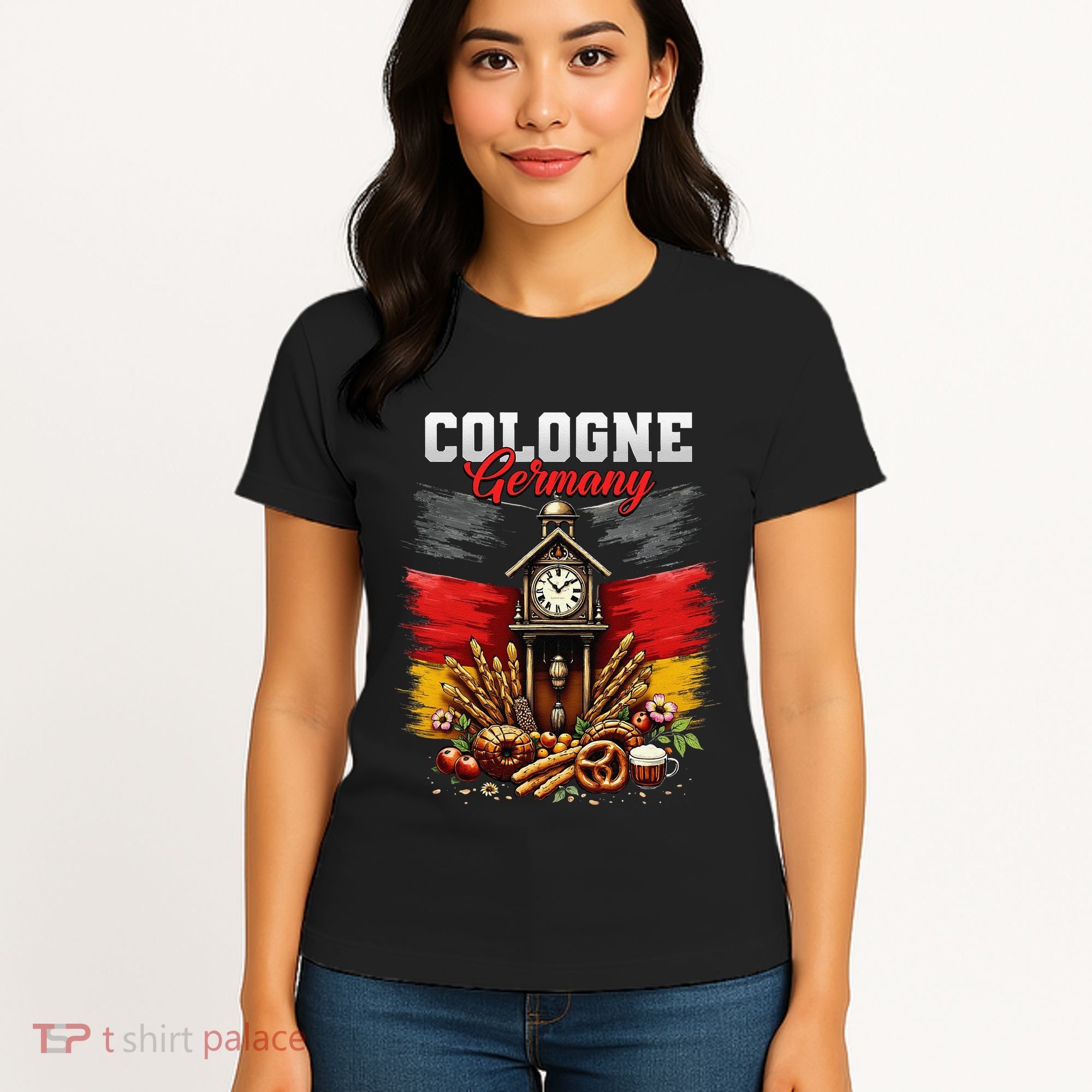 Cologne Germany Vacation Travel Souvenir German Flag Women's T-Shirt
