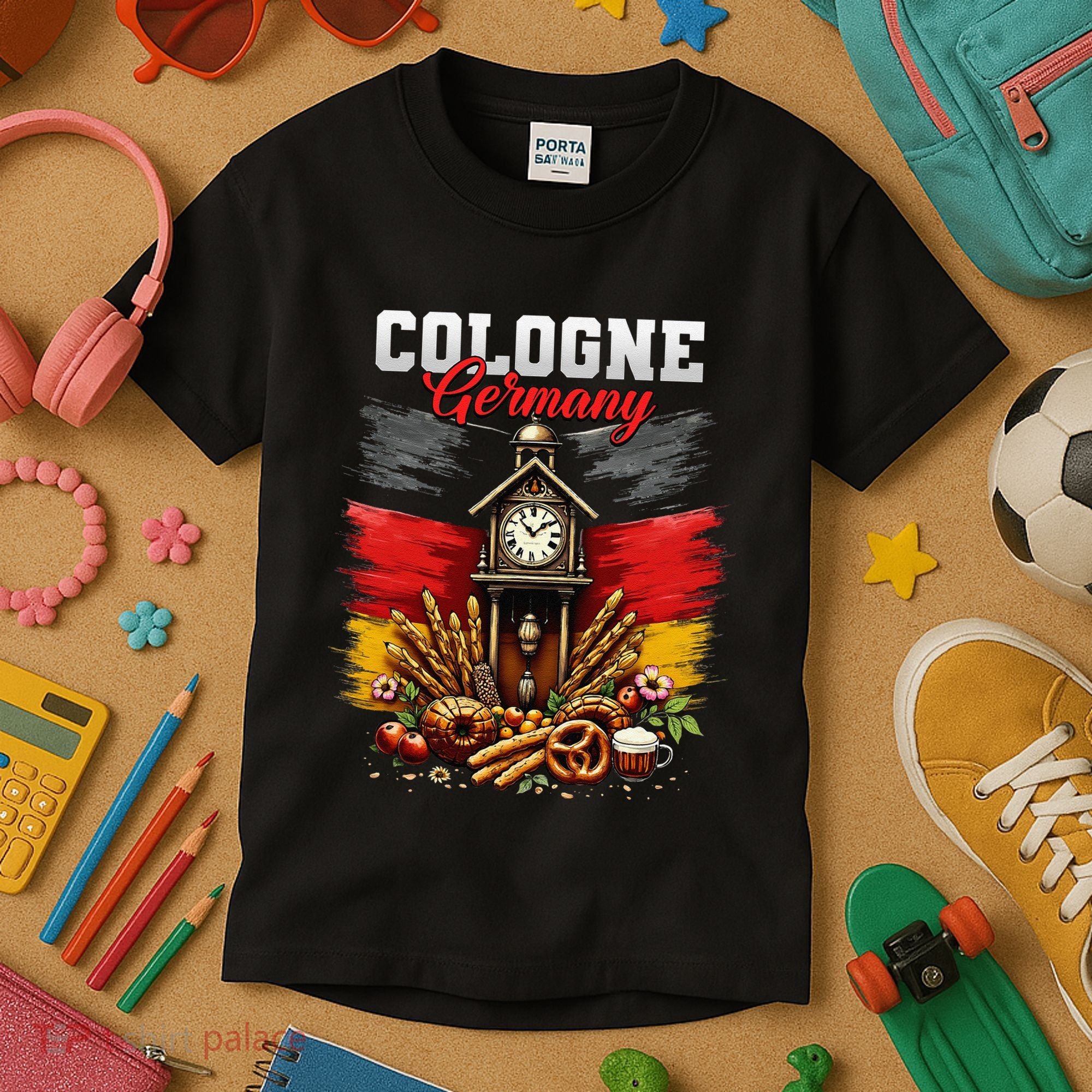 Cologne Germany Vacation Travel Souvenir German Flag Kids T-Shirt