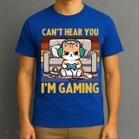 Cat Gamer Video Games Gaming I CanT Hear You IM Gaming Cool Gift T-Shirt thumb 3