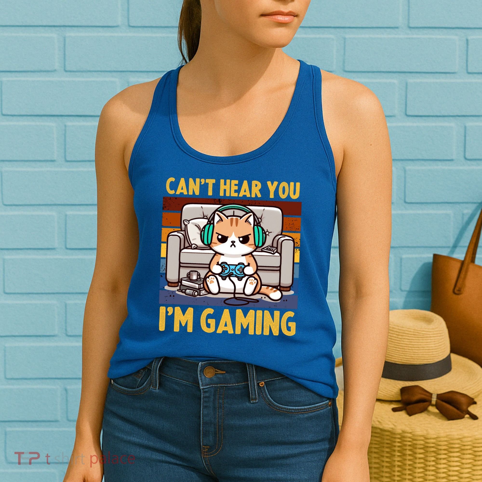 Cat Gamer Video Games Gaming I CanT Hear You IM Gaming Cool Gift Women's Tank Top