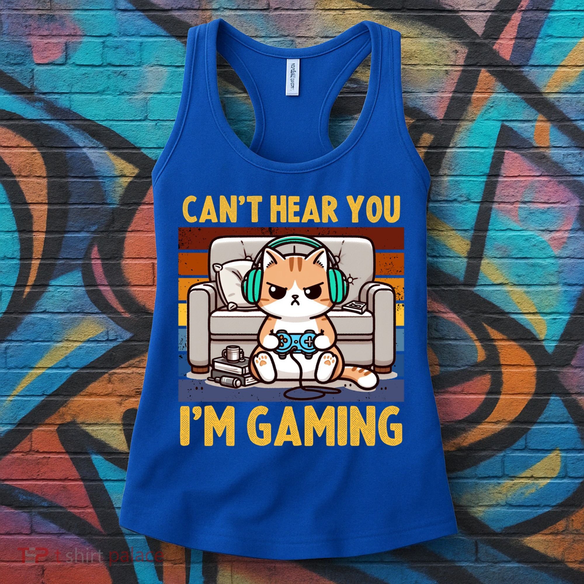 Cat Gamer Video Games Gaming I CanT Hear You IM Gaming Cool Gift Women's Tank Top