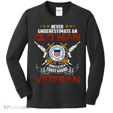 Coast Guard Veteran Never Underestimate Veteran's Day Kids Long Sleeve Shirt