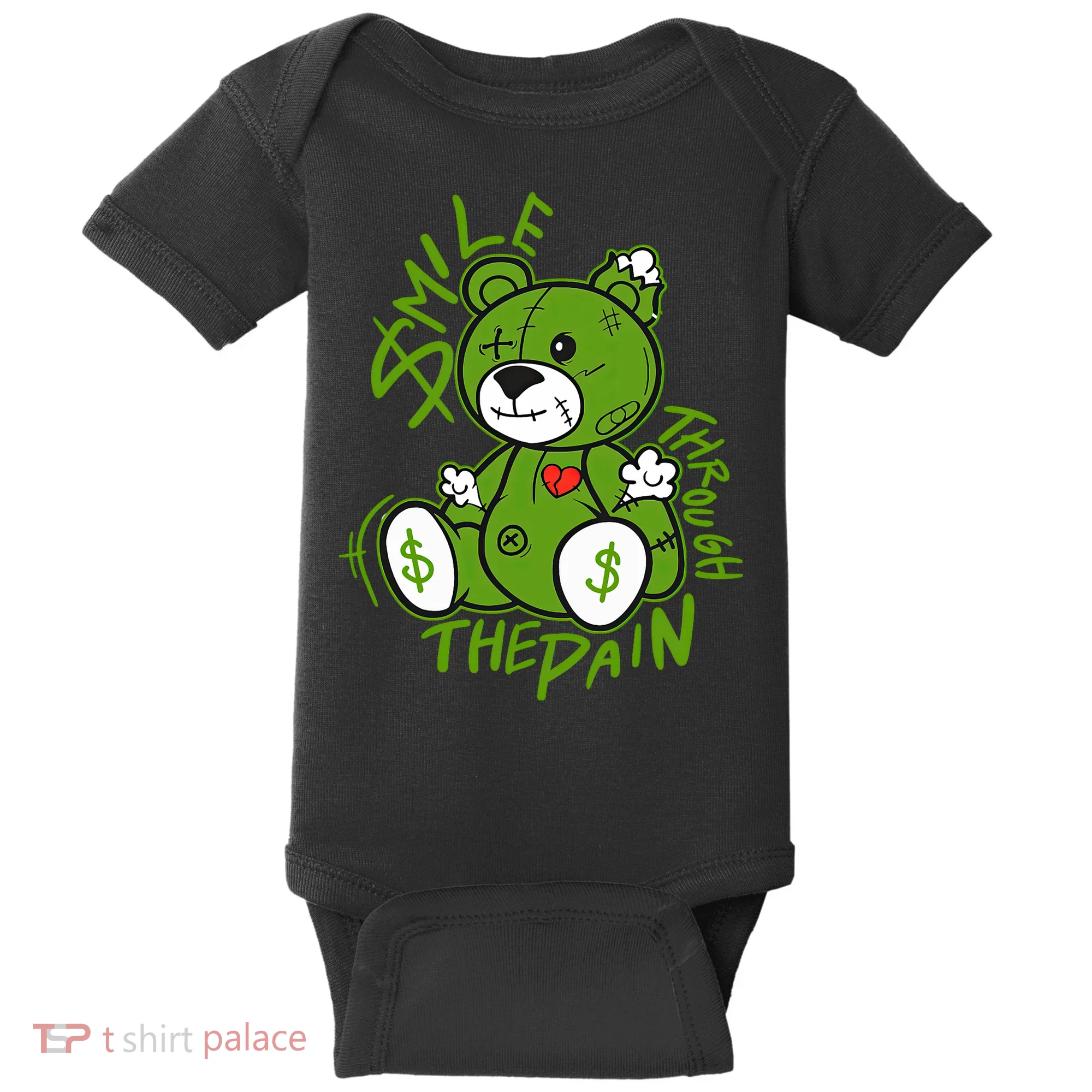 Chlorophyll Green White Color Match Baby Bodysuit