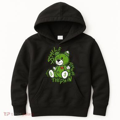 Chlorophyll Green White Color Match Kids Hoodie