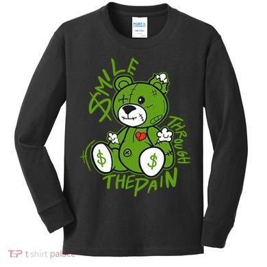 Chlorophyll Green White Color Match Kids Long Sleeve Shirt