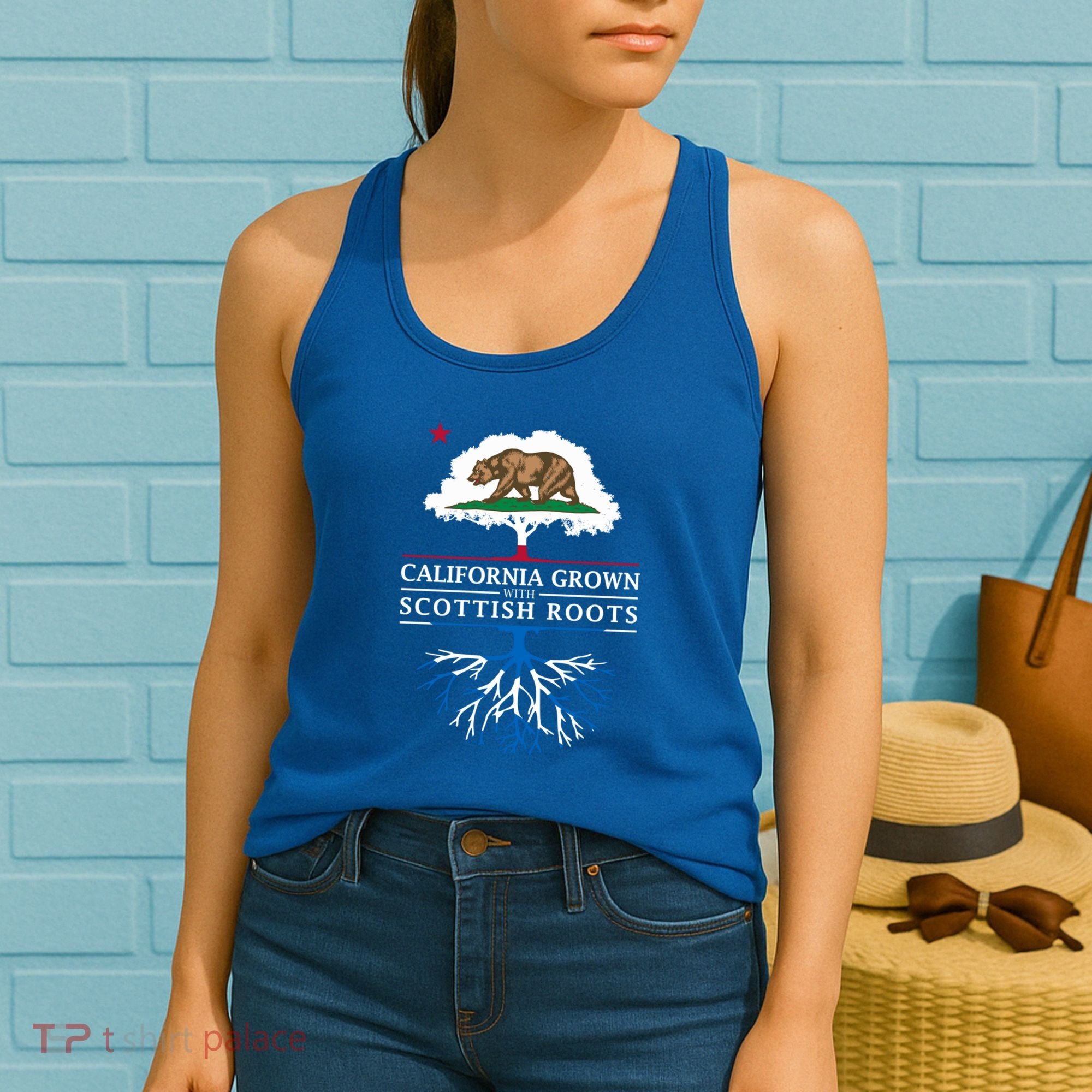 California Grown With Scottish Roots Funny Gift Scotland Gift Women's Tank Top