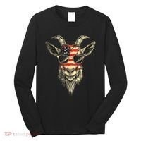 Cool Goat With Sunglasses And Usa Flag Long Sleeve Shirt thumb 0