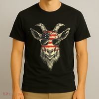 Cool Goat With Sunglasses And Usa Flag T-Shirt thumb 3