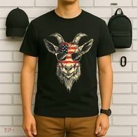 Cool Goat With Sunglasses And Usa Flag T-Shirt thumb 6