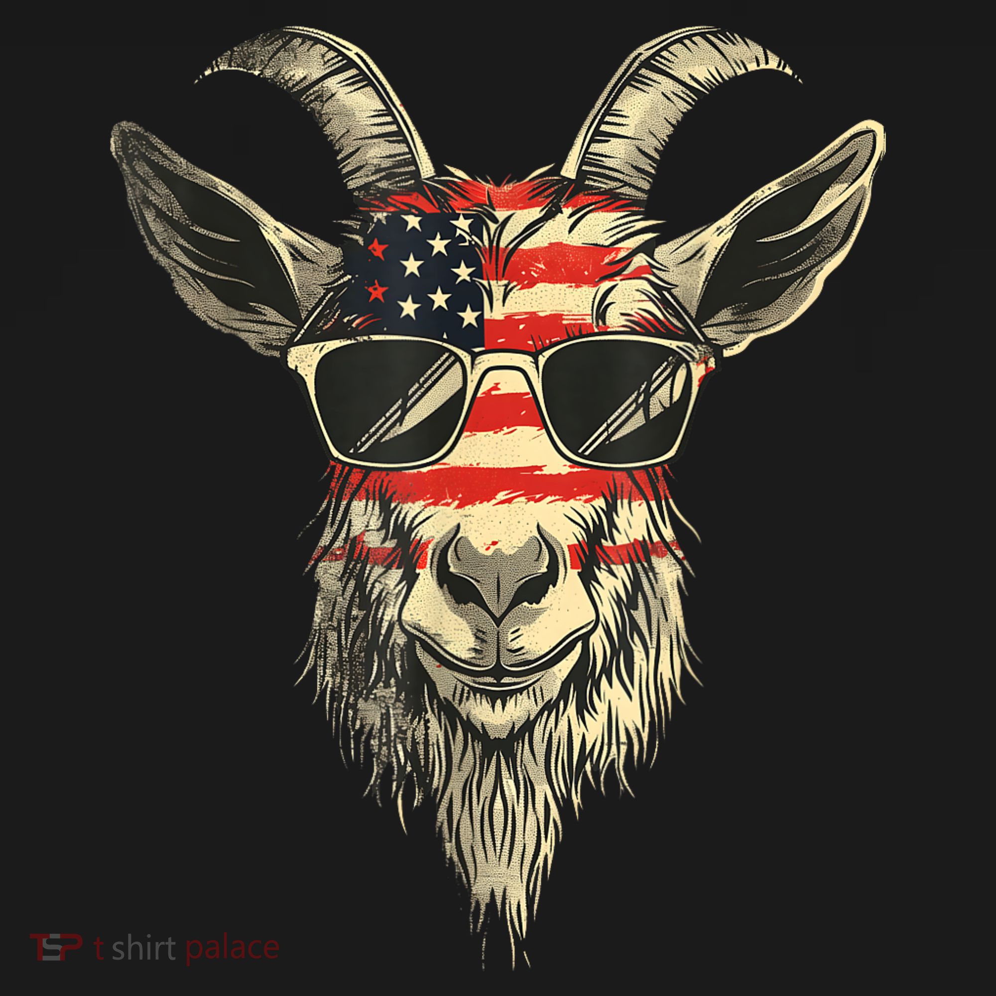 Cool Goat With Sunglasses And Usa Flag T-Shirt