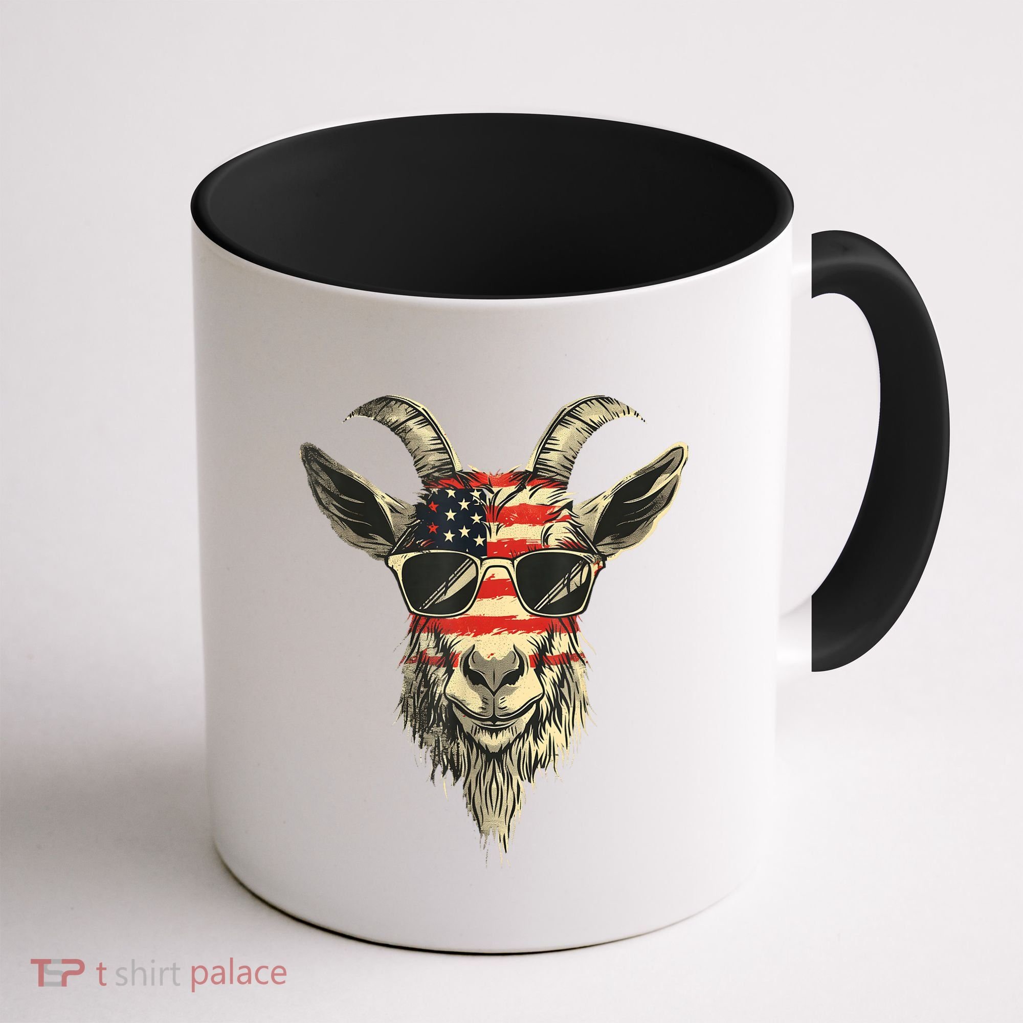 Cool Goat With Sunglasses And Usa Flag Coffee Mug