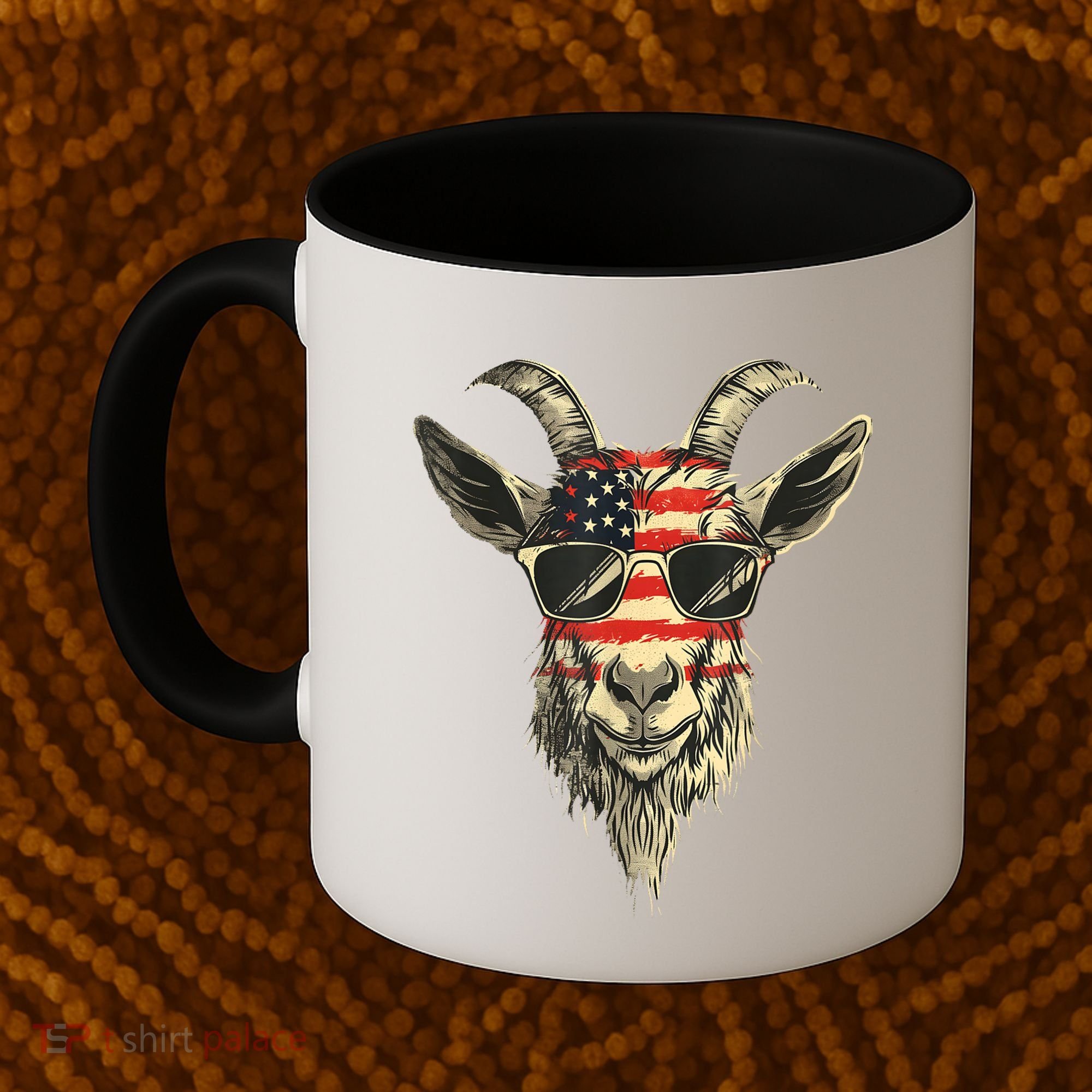 Cool Goat With Sunglasses And Usa Flag Coffee Mug