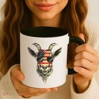 Cool Goat With Sunglasses And Usa Flag Coffee Mug thumb 3