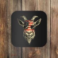 Cool Goat With Sunglasses And Usa Flag Coaster thumb 0