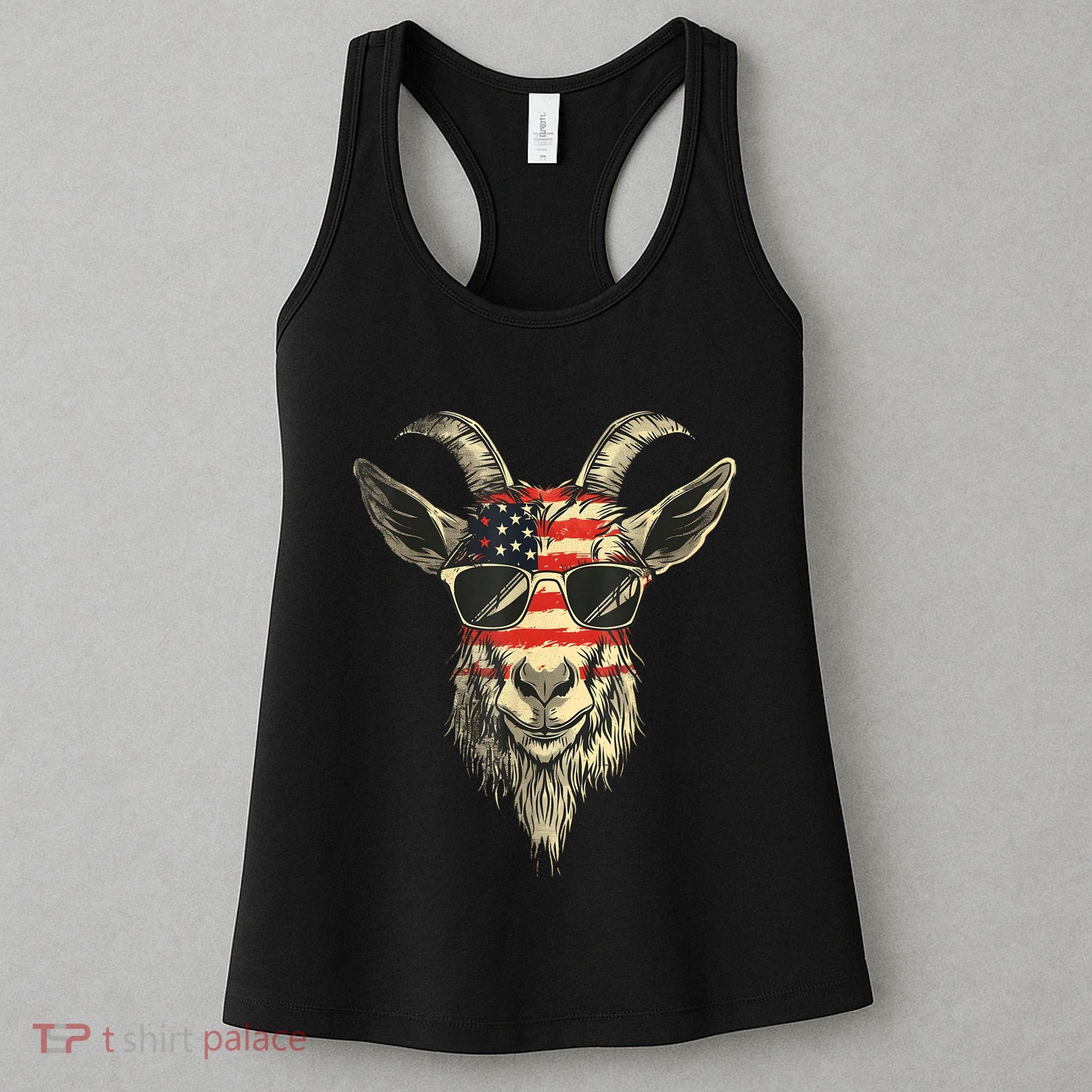 Cool Goat With Sunglasses And Usa Flag Women's Tank Top