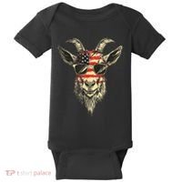 Cool Goat With Sunglasses And Usa Flag Baby Bodysuit thumb 0