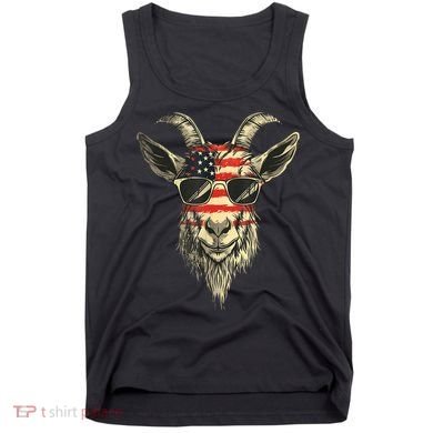 Cool Goat With Sunglasses And Usa Flag Tank Top