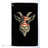 Cool Goat With Sunglasses And Usa Flag Golf Towel thumb 0