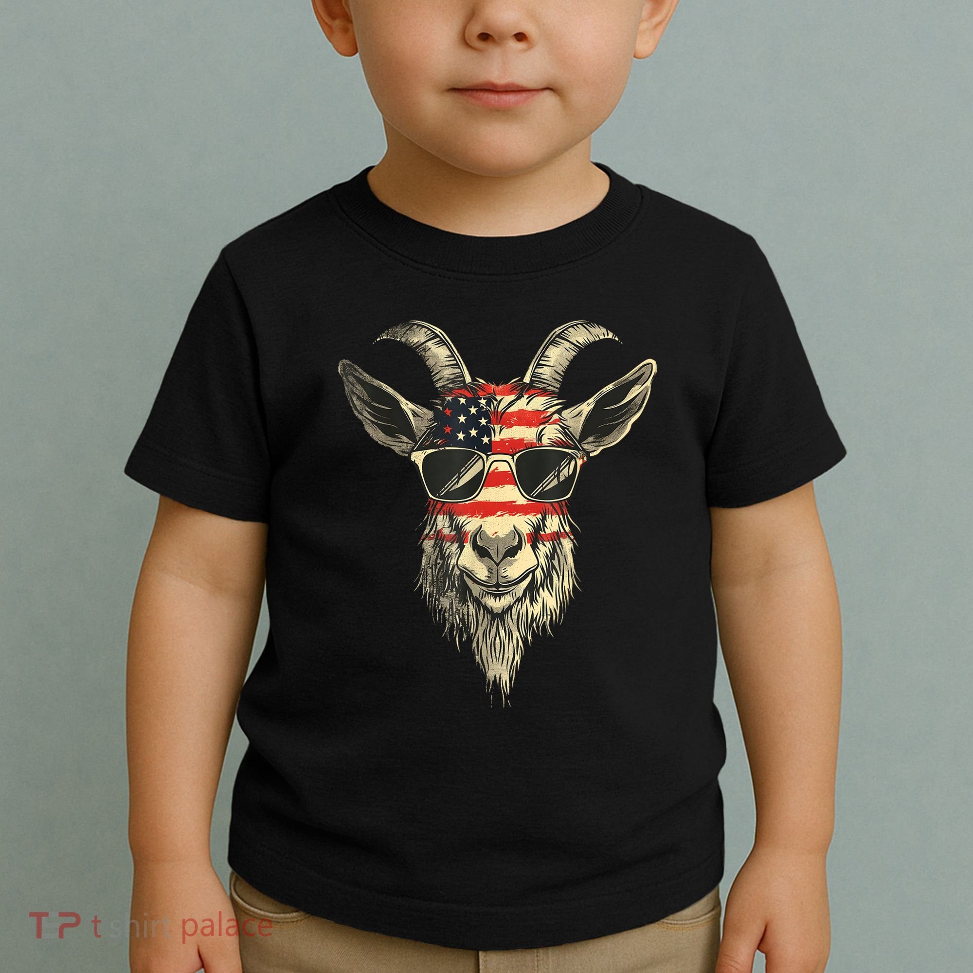 Cool Goat With Sunglasses And Usa Flag Toddler T-Shirt