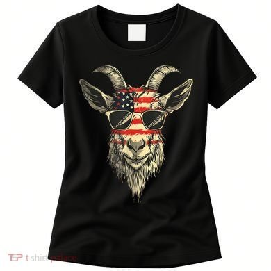 Cool Goat With Sunglasses And Usa Flag Women's T-Shirt